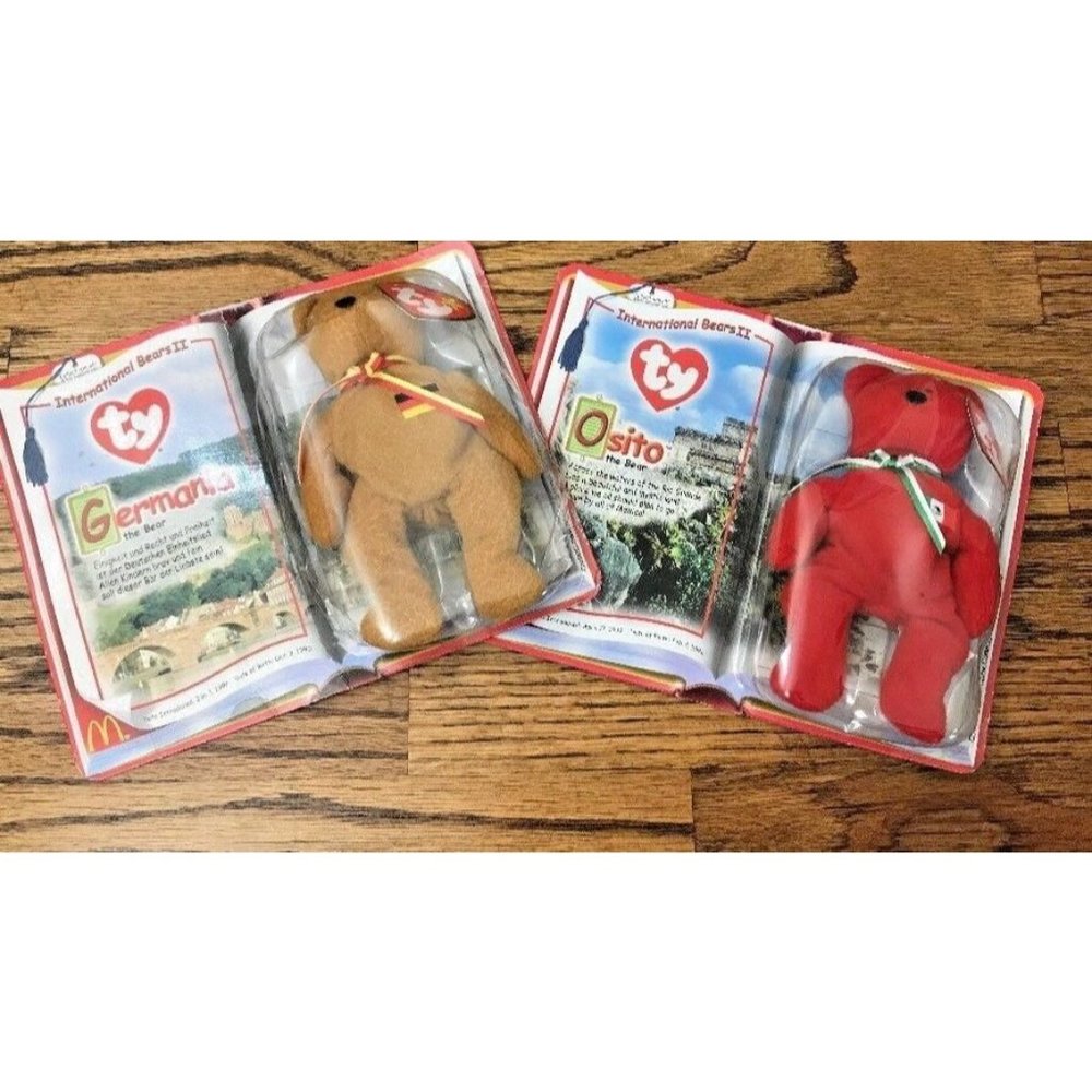 Collectors Vintage McDonald's TY Teenie Beanie Babies Plush Bears 2000 Lot of 2